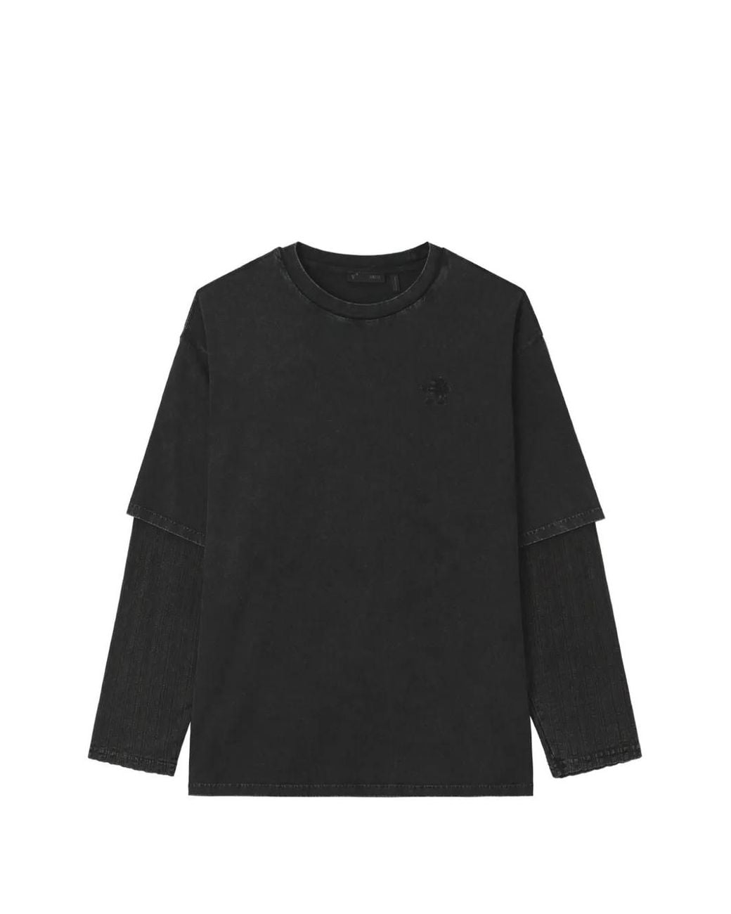FIVE CM Black Layered-Sleeve Acid-Wash T-Shirt for men