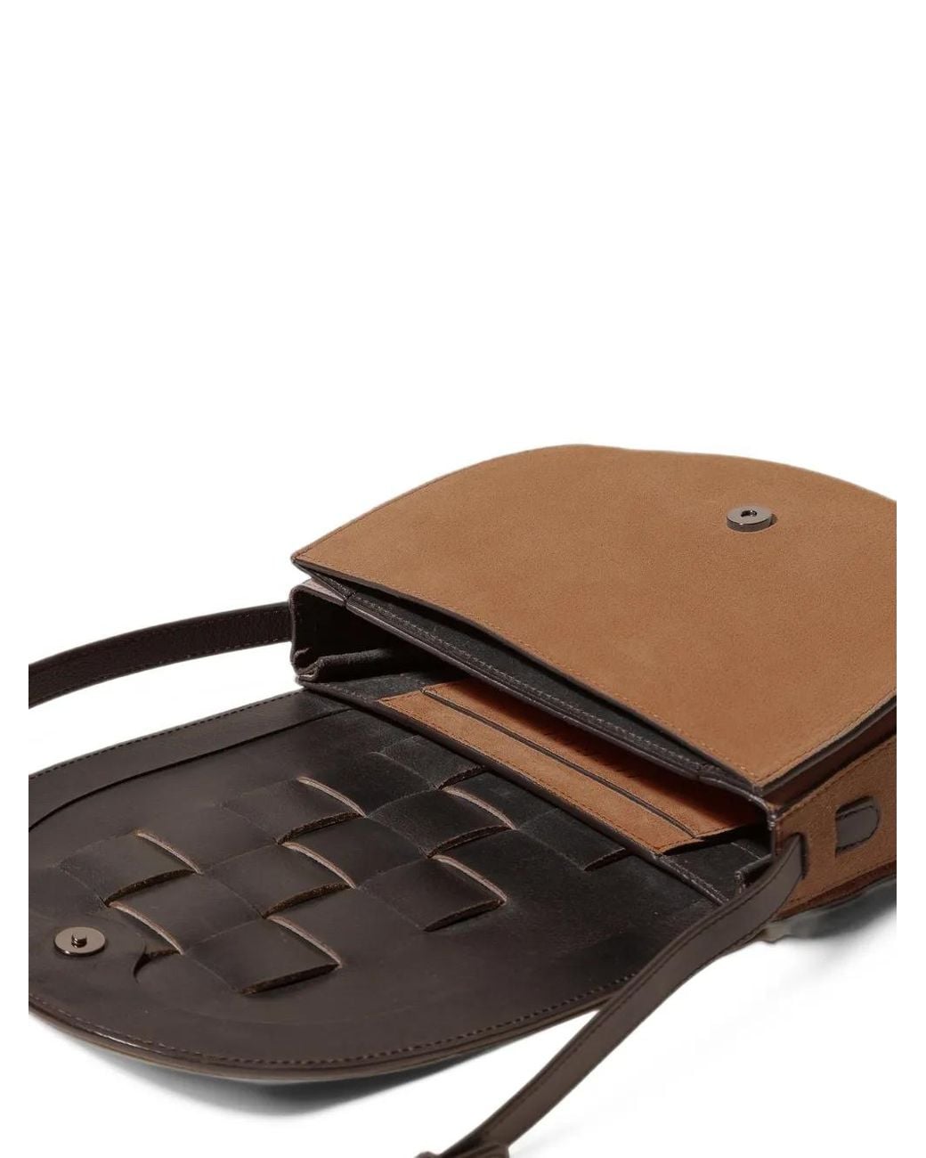 Hereu Brown Sinia Interwoven Suede Cross Body Bag