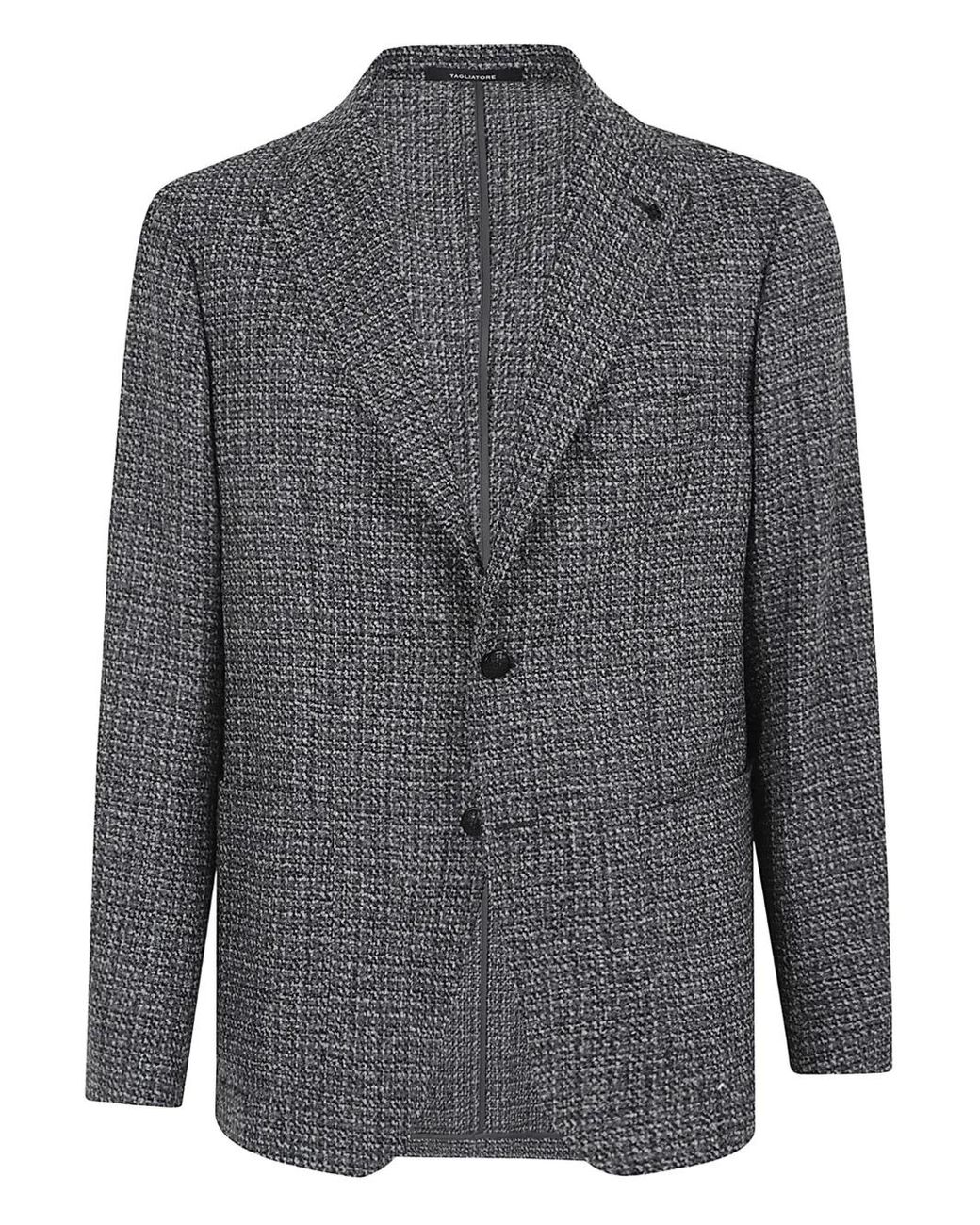 Tagliatore Gray Buttoned Woven Jacket for men