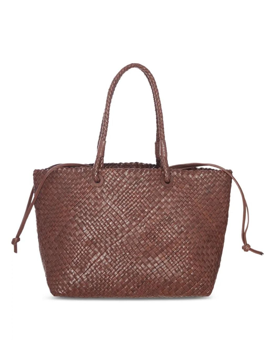 IBELIV Brown Bazika Woven Leather Tote Bag
