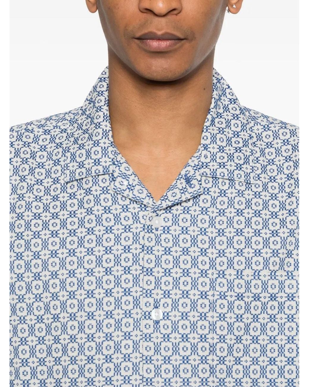 Obey Blue Patterned Short-Sleeve Shirt for men