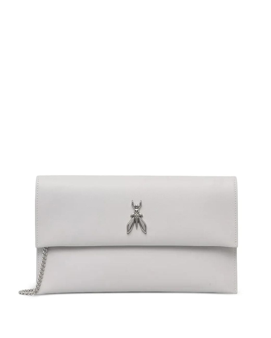 Patrizia Pepe Gray Fly-Plaque Chain-Strap Clutch Bag