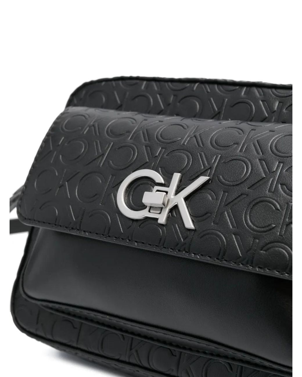 Calvin Klein Black Logo-Lettering Crossbody Bag