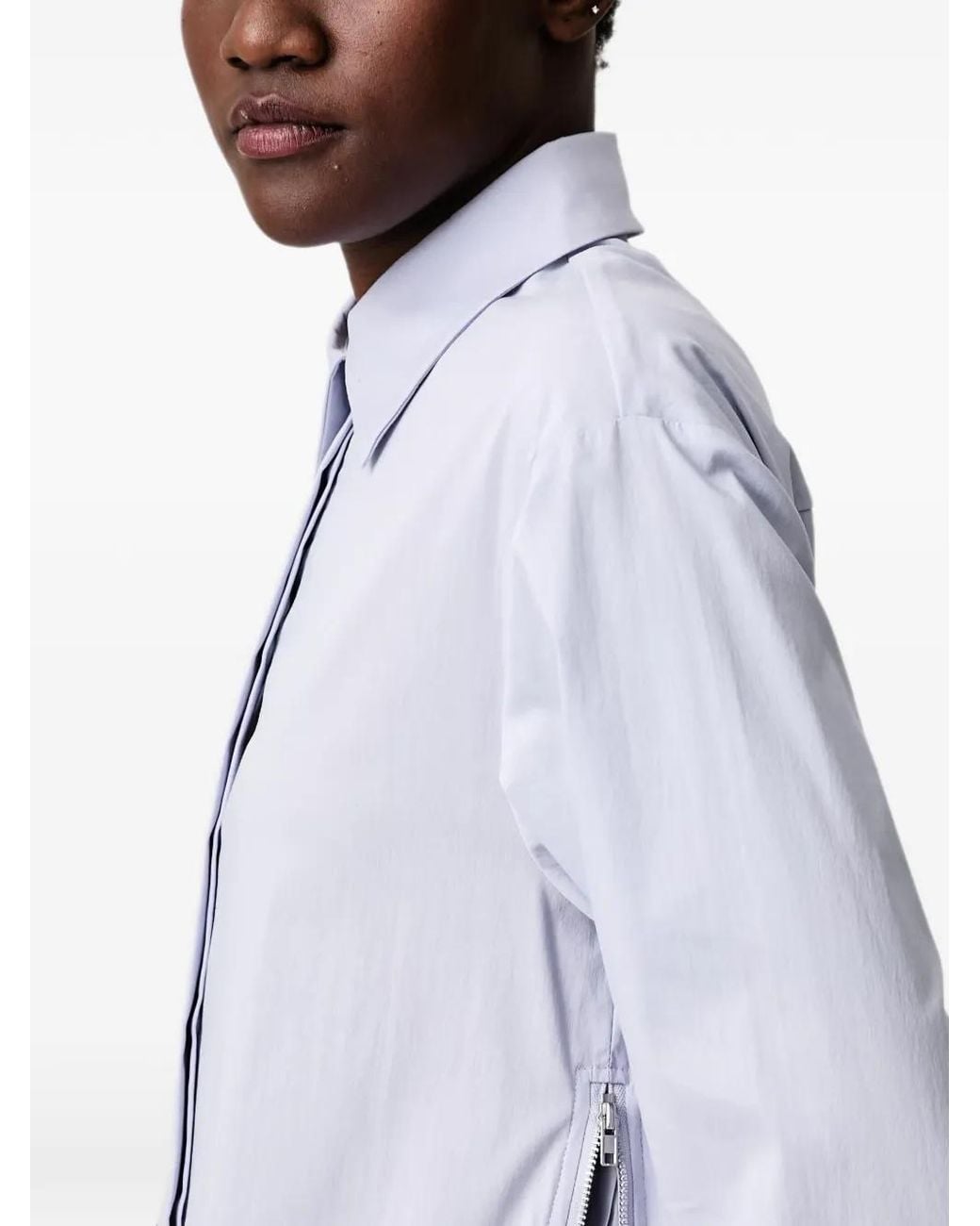 Sisley White Side-Zip Pleated-Back Shirt