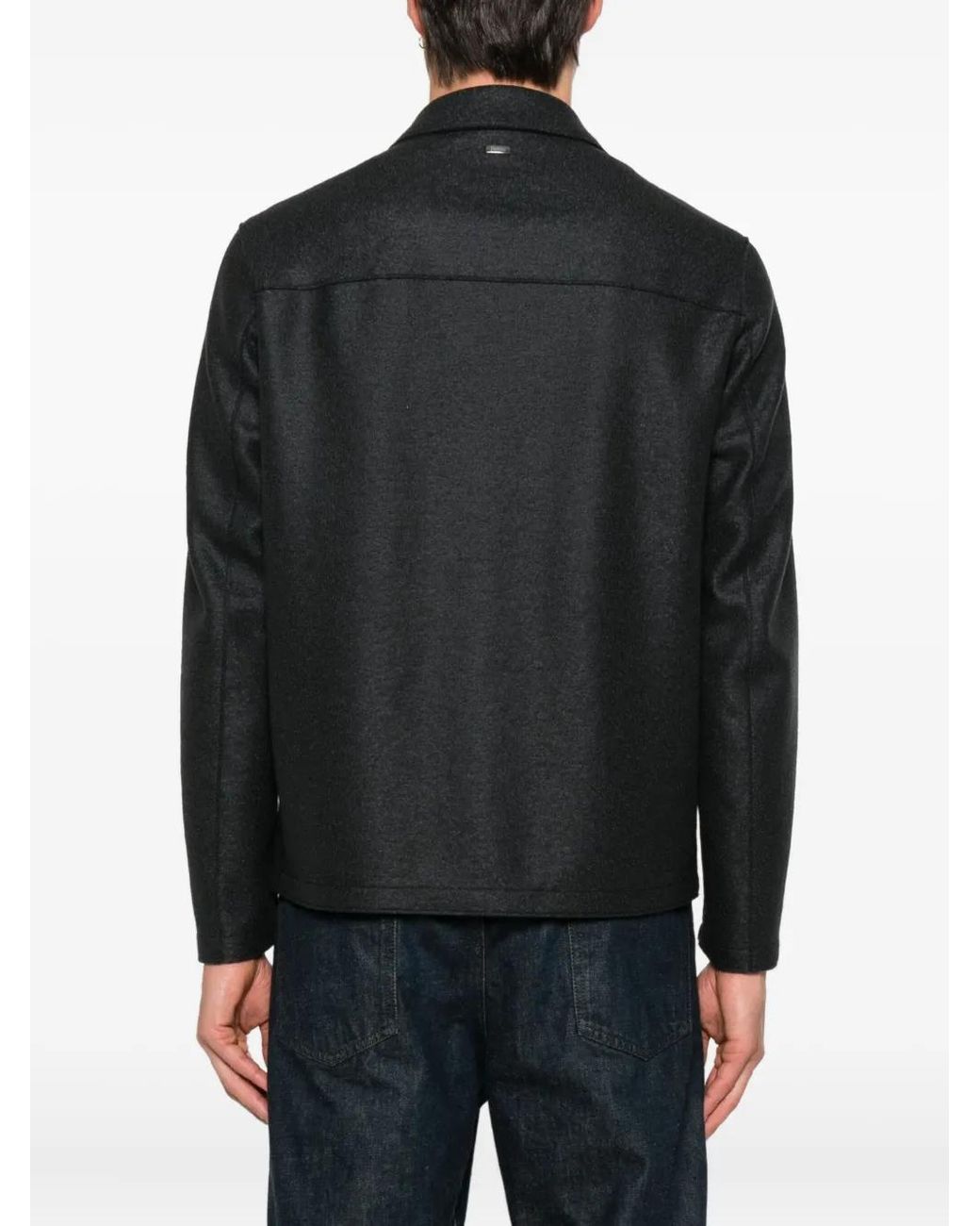 Herno Black Virgin Wool Camicia for men