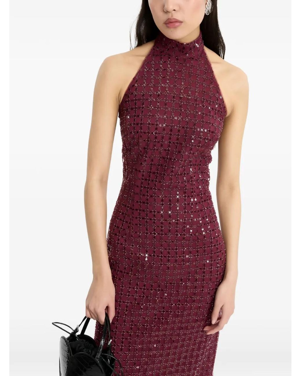 ROTATE BIRGER CHRISTENSEN Purple Beaded Maxi Dress