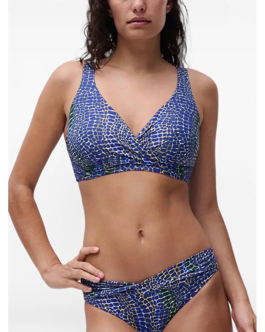 Chantelle Blue Femilet Taula Snake-Print Wrap-Style Bikini Top