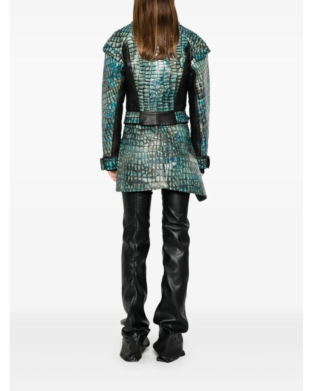 MITILIANE COUTURE Green Embossed Leather Jacket