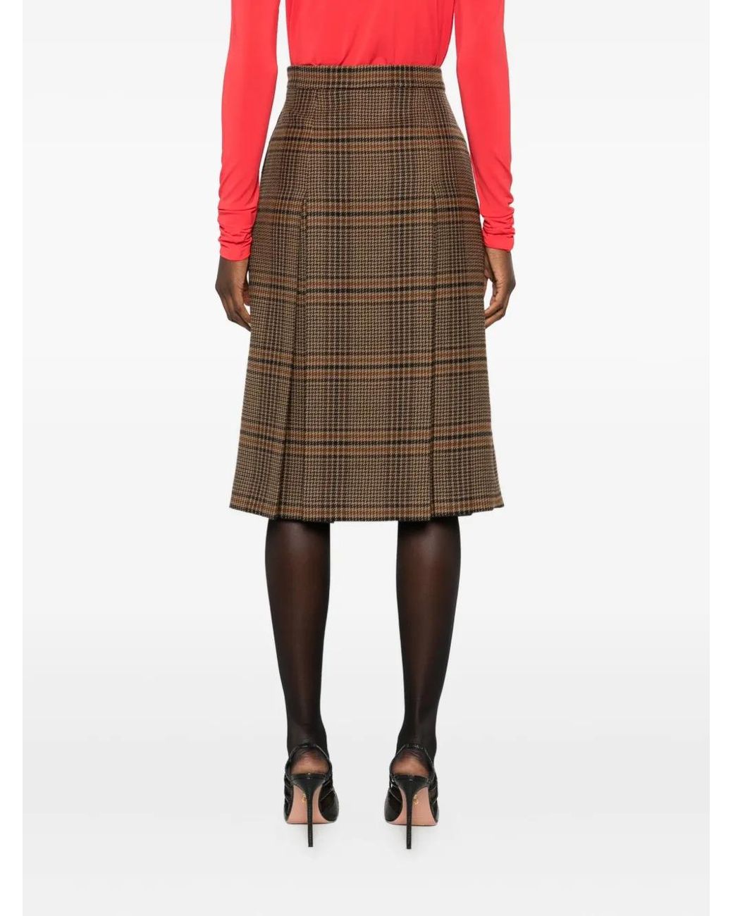 Saint Laurent Geruite Mini-Plooirok in het Brown