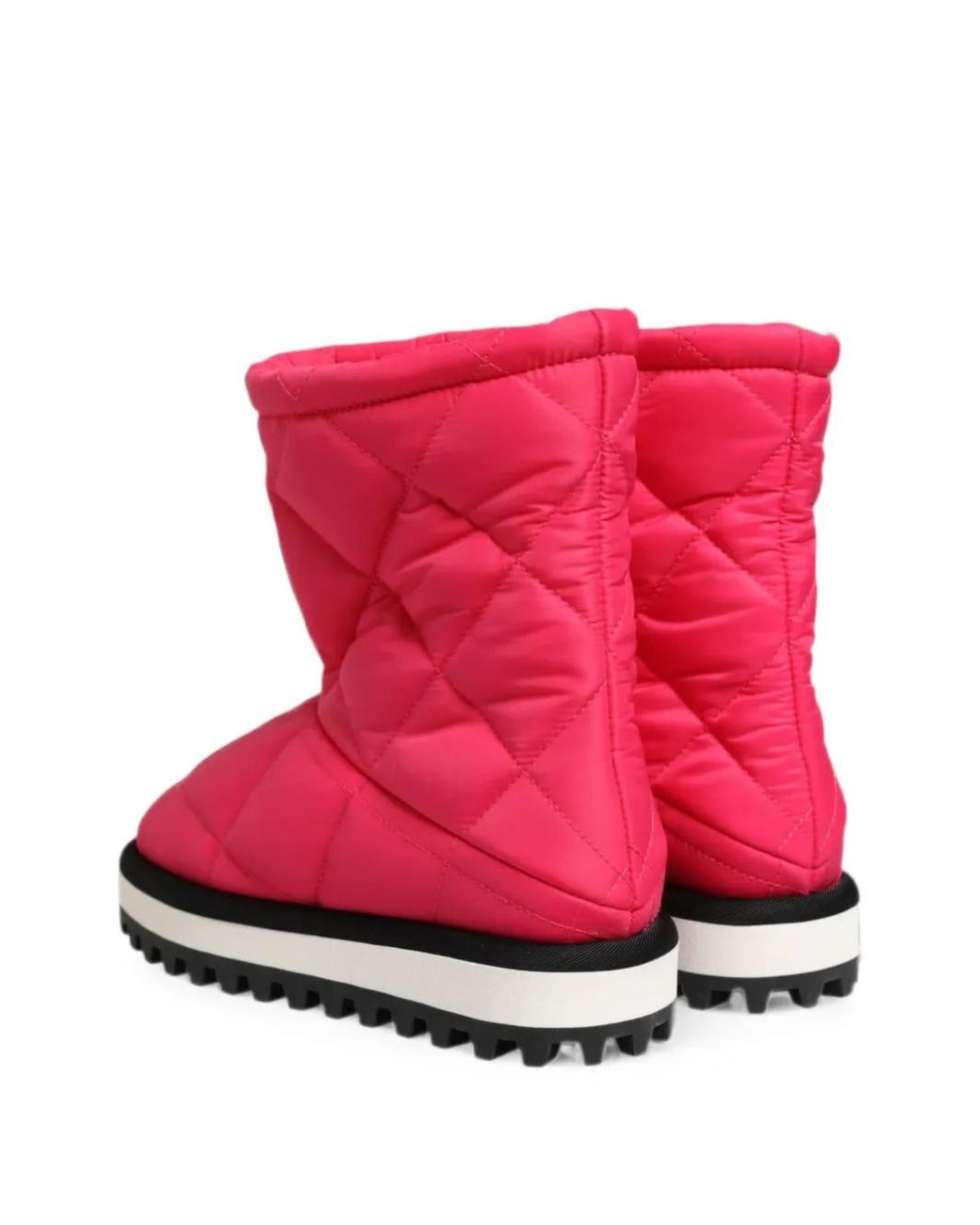 Dolce & Gabbana Pink Quilted Logo-Patch Boots