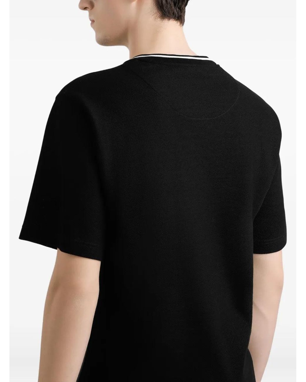 Dolce & Gabbana Black Cotton Piquet Short-Sleeved T-Shirt for men