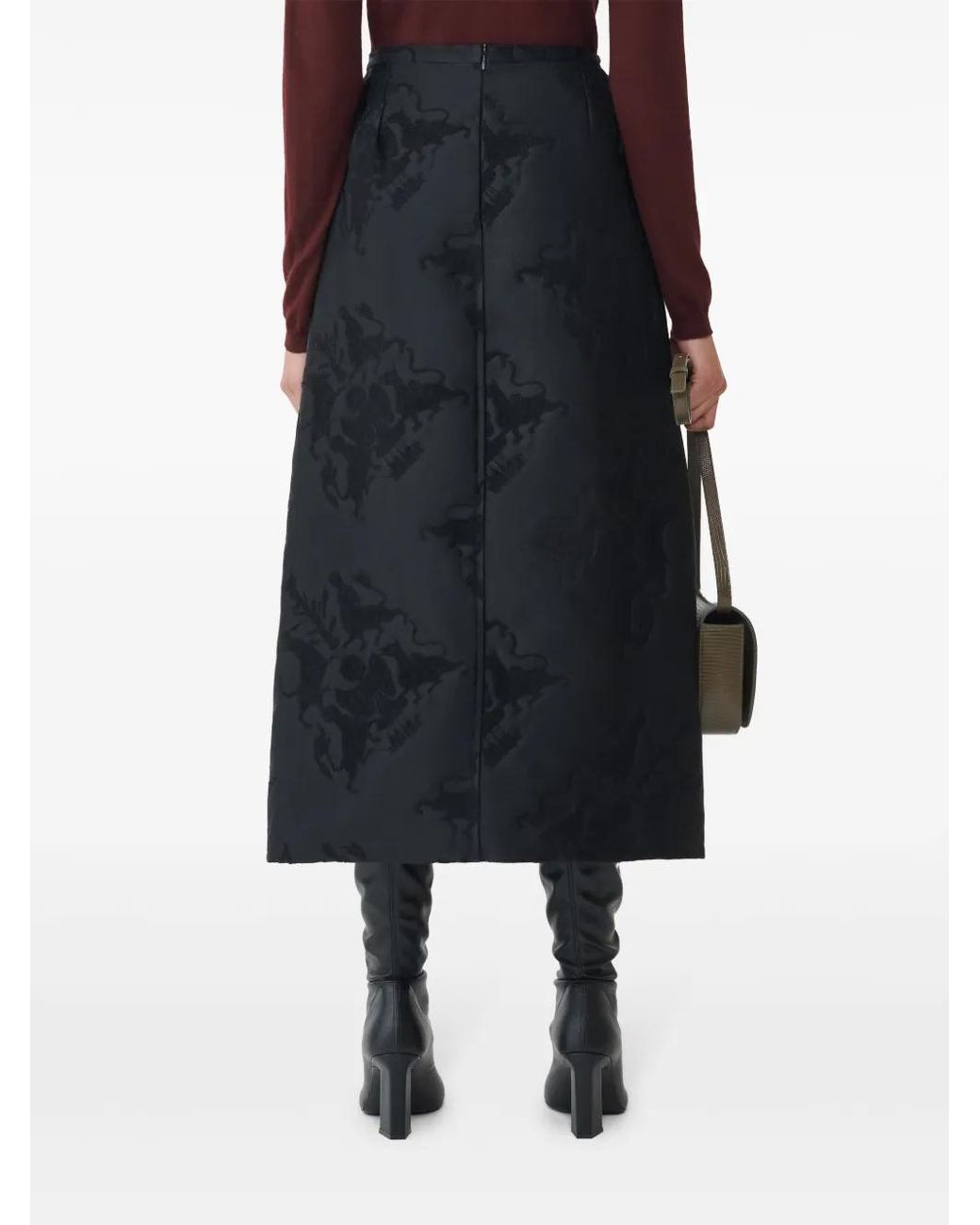 Fabiana Filippi Black Jacquard Midi Skirt