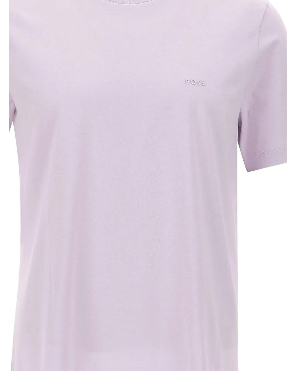Boss Purple Cotton-Jersey T-Shirt With Logo Detail for men