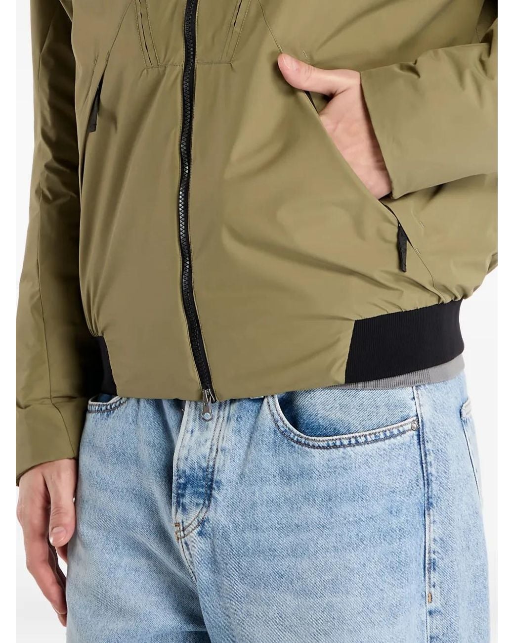 POUTNIK BY TILAK Green Continental Zip-Up Bomber Jacket for men