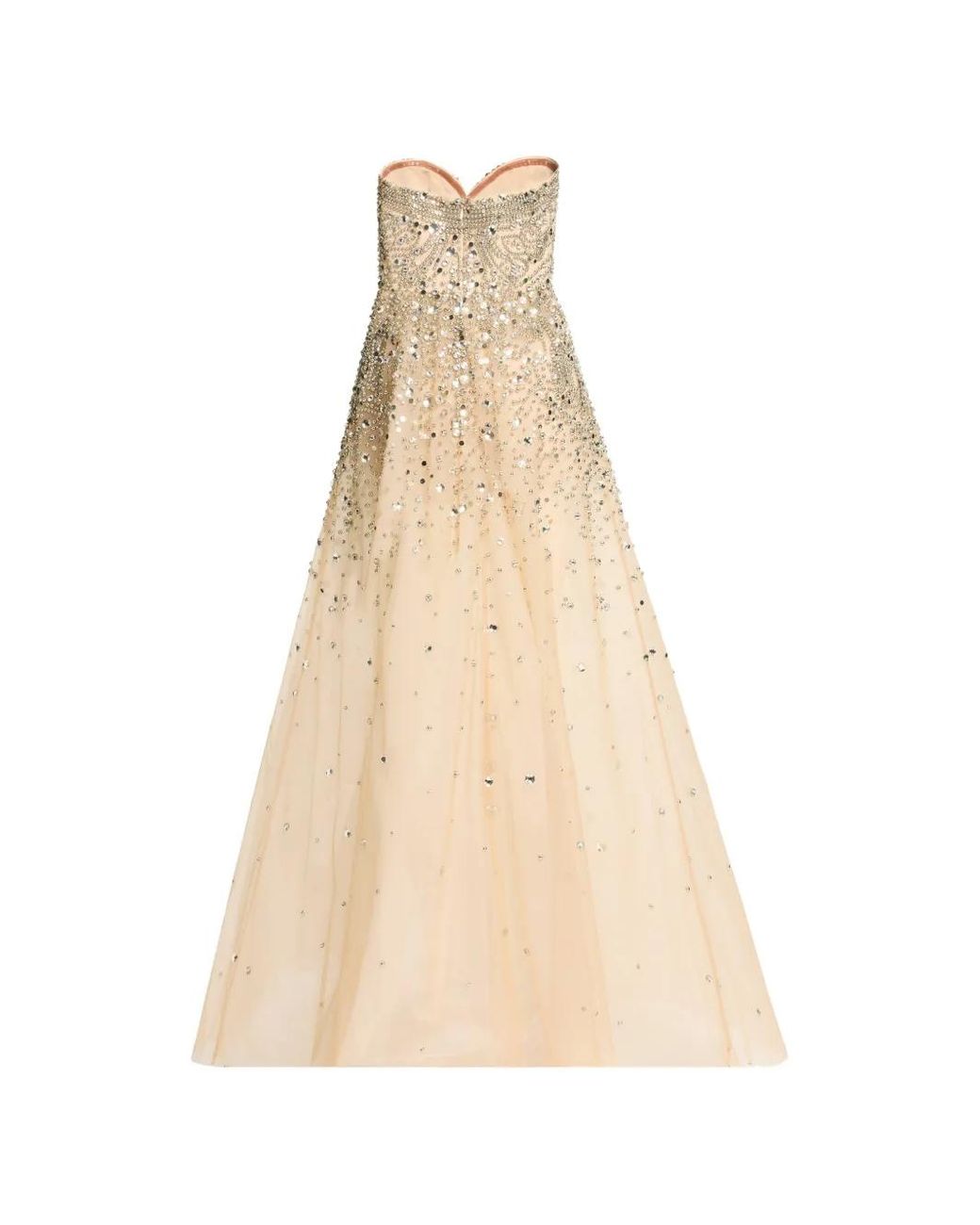 Elie Saab Natural Stud-Embellished Maxi Dress