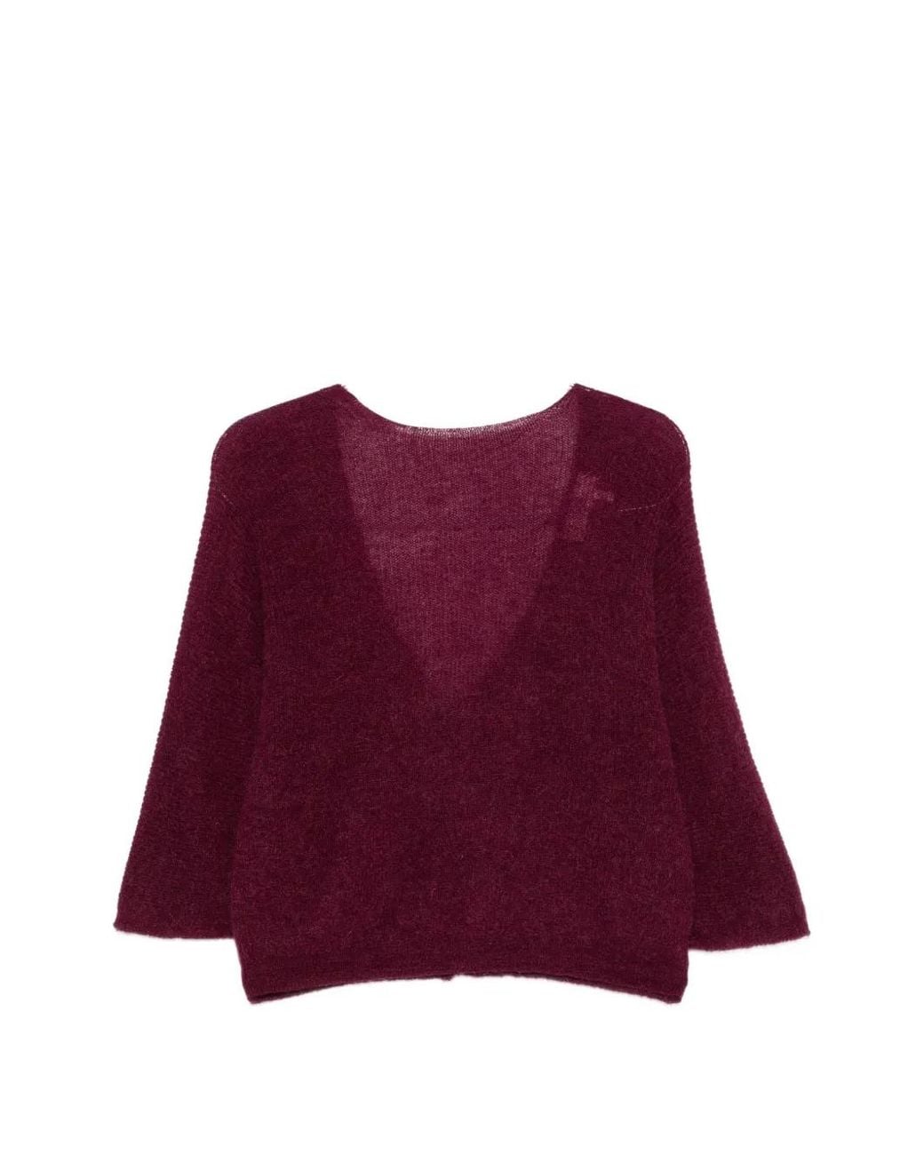 Ba&sh Red Button-Embellishment Cardigan