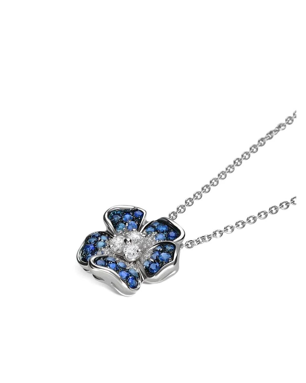Leo Pizzo Blue 18Kt Flora Diamond And Sapphire Necklace