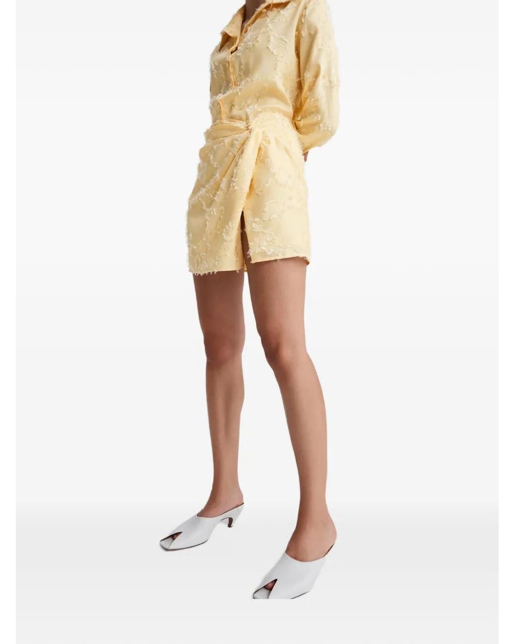 Anna Quan Yellow Andrea Twist-Detail Mini Skirt