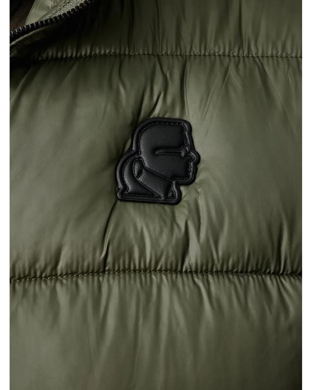 Karl Lagerfeld Green Quilted Logo-Patch Gilet for men