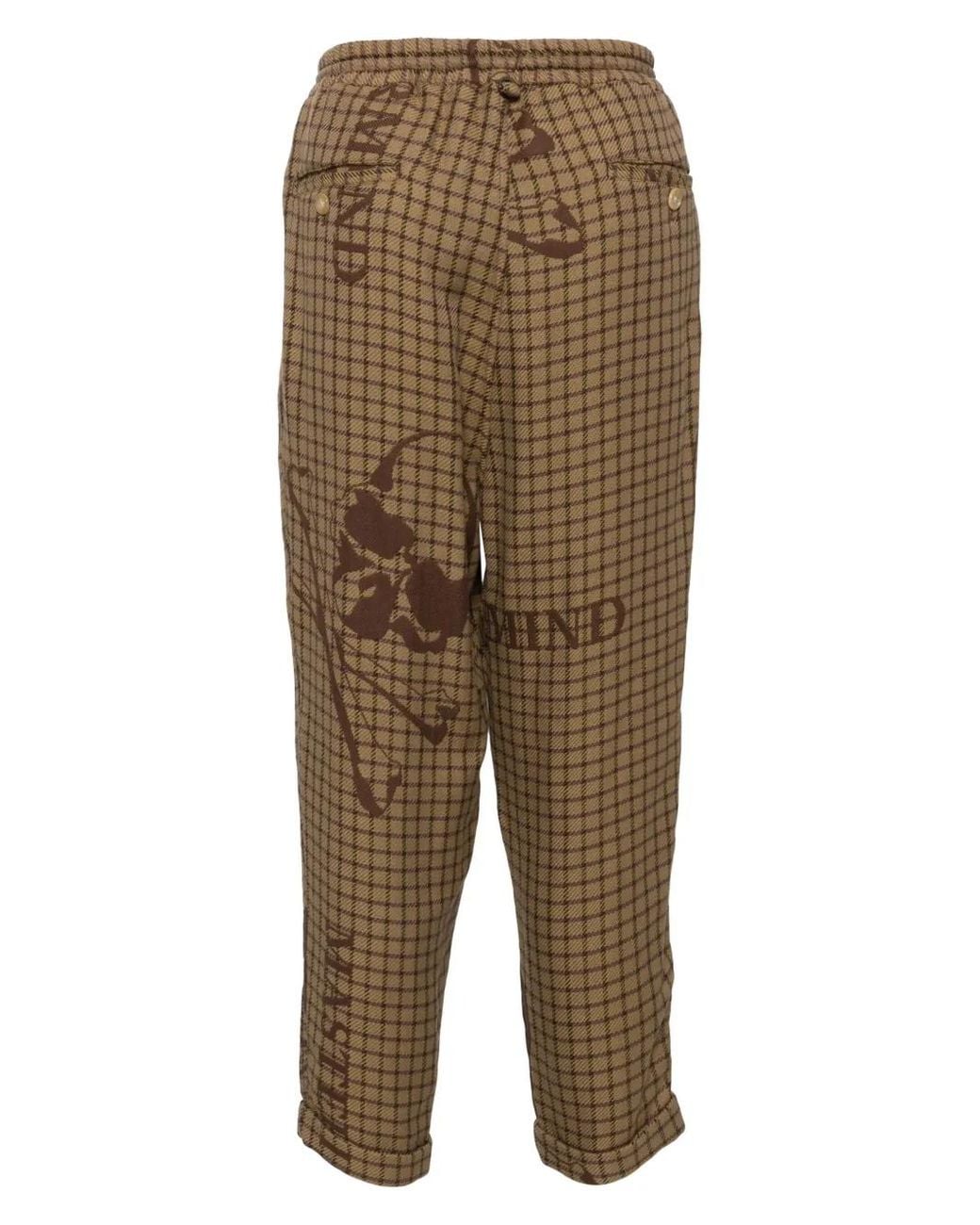 MASTERMIND WORLD Natural Checkered Trousers for men