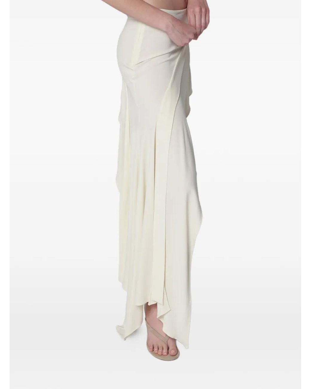 Francesco Murano White Asymmetric Draped Skirt
