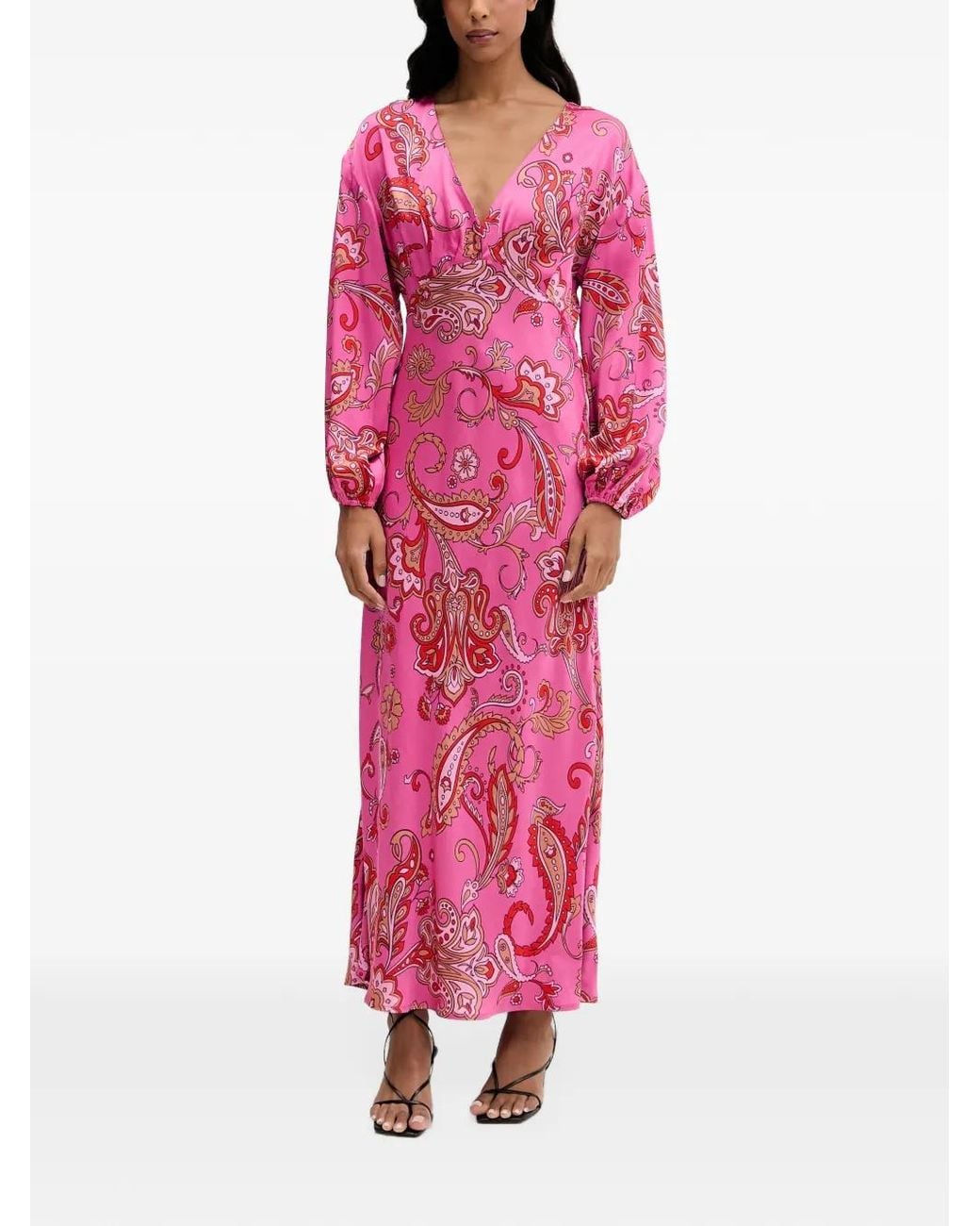 Never Fully Dressed Pink Paisley-Print V-Neck Maxi Dress