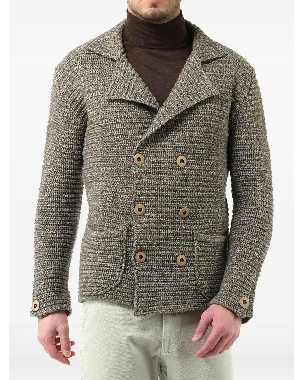 Al Duca D'aosta Green Double-Breasted Cardigan for men