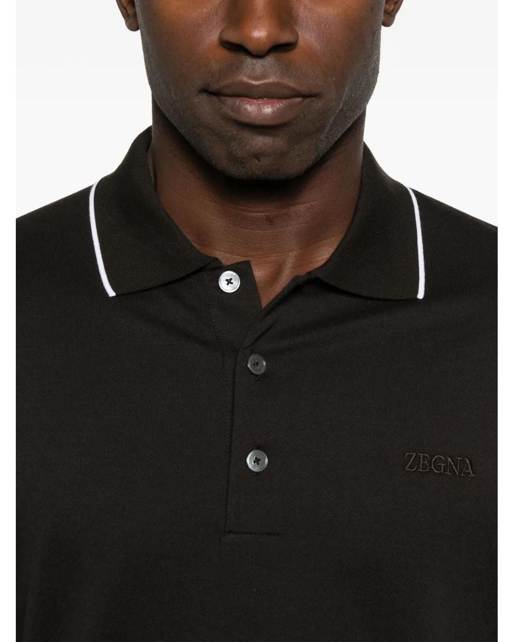 Zegna Black Logo Polo Shirt for men