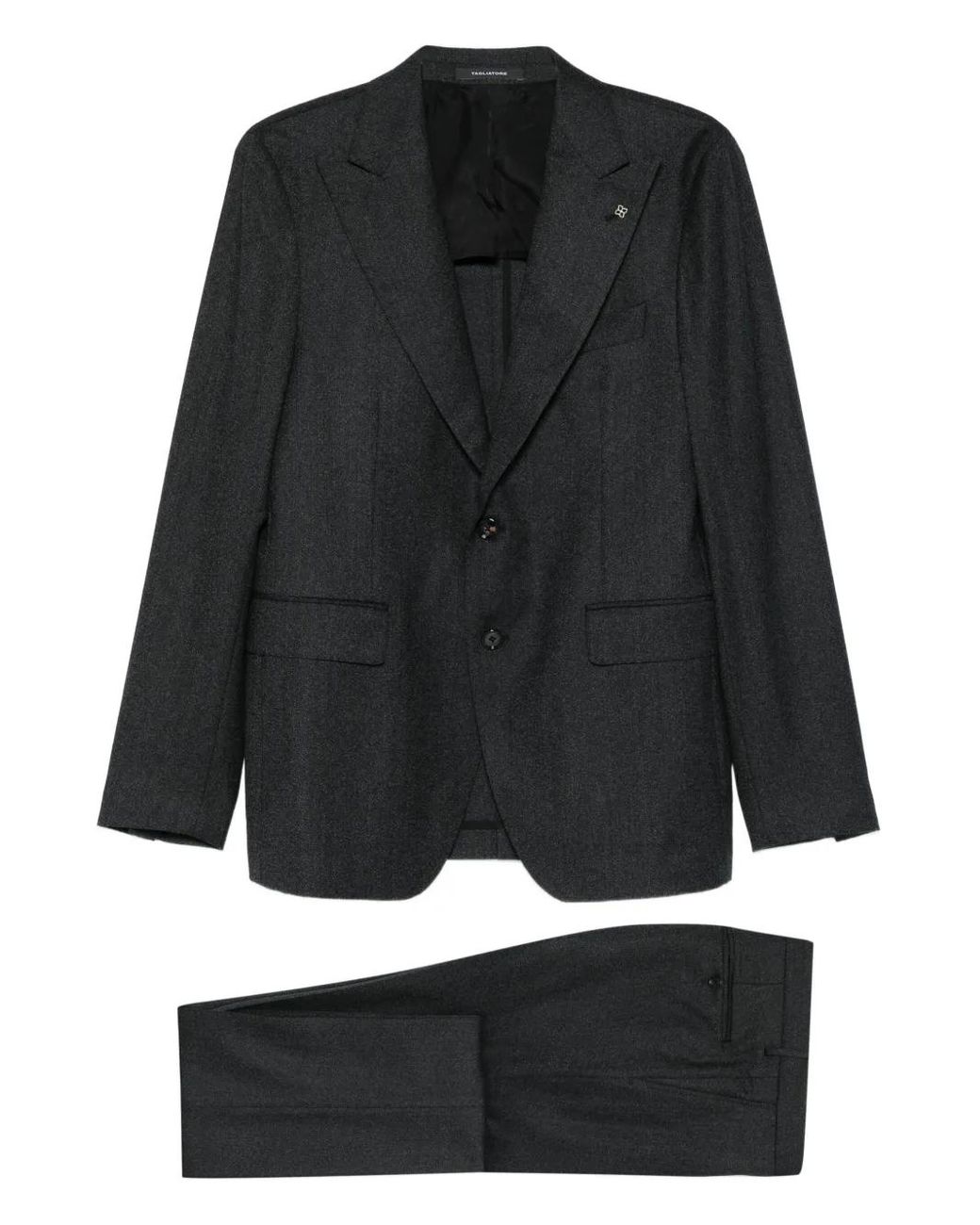 Tagliatore Black Herringbone Two-Piece Suit for men