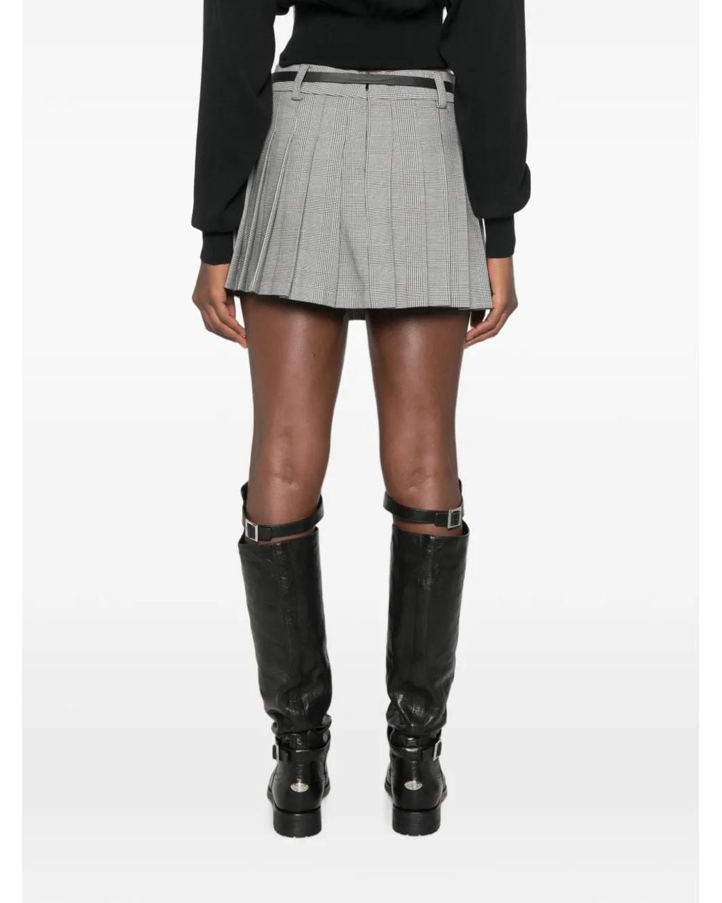WRSTBHVR Gray Nuria Check Pleated Skirt