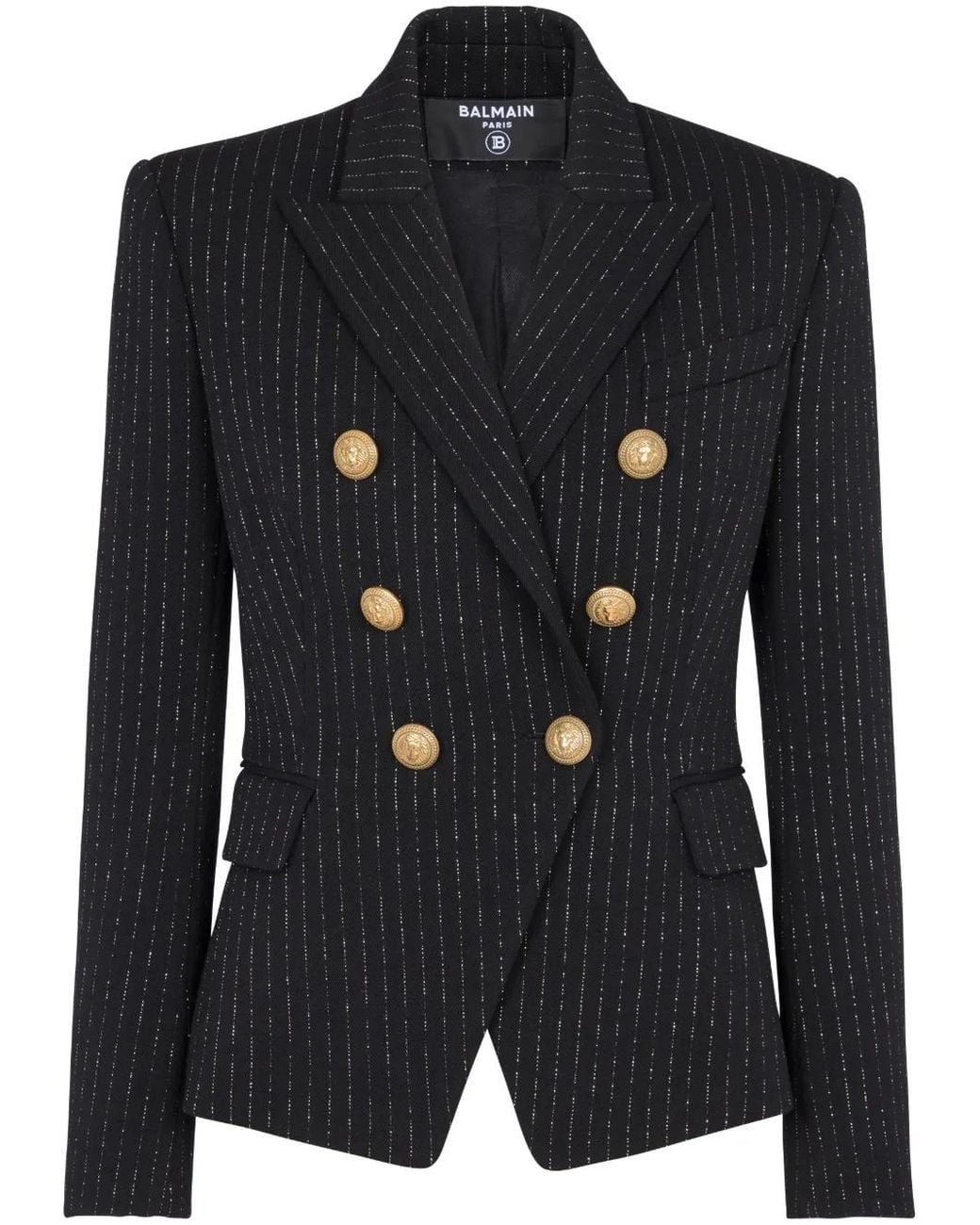 Balmain Black Double-Breasted Blazer & Flared Leg Trousers Mini Set
