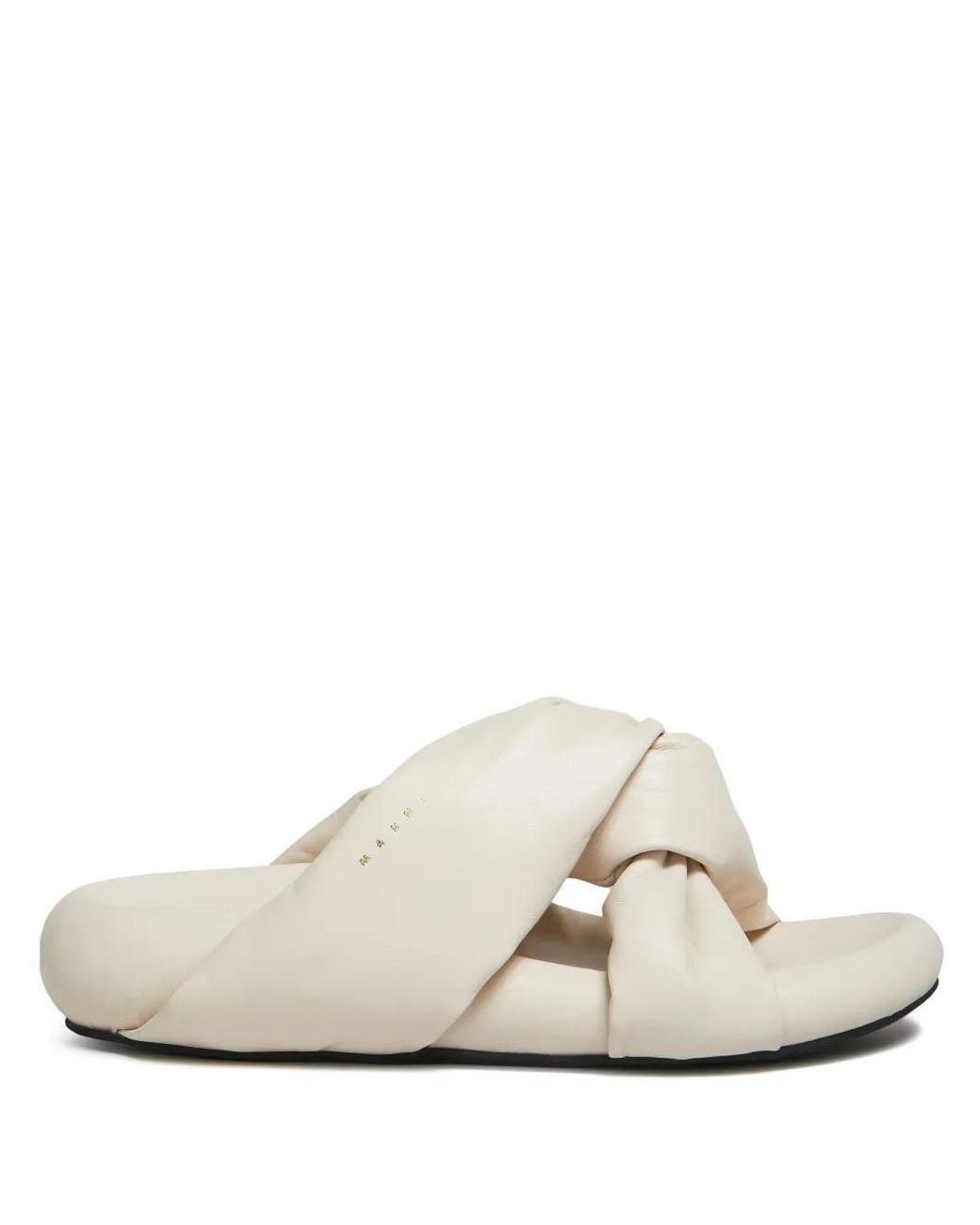 Marni White Bubble Twist-Detail Leather Sandals