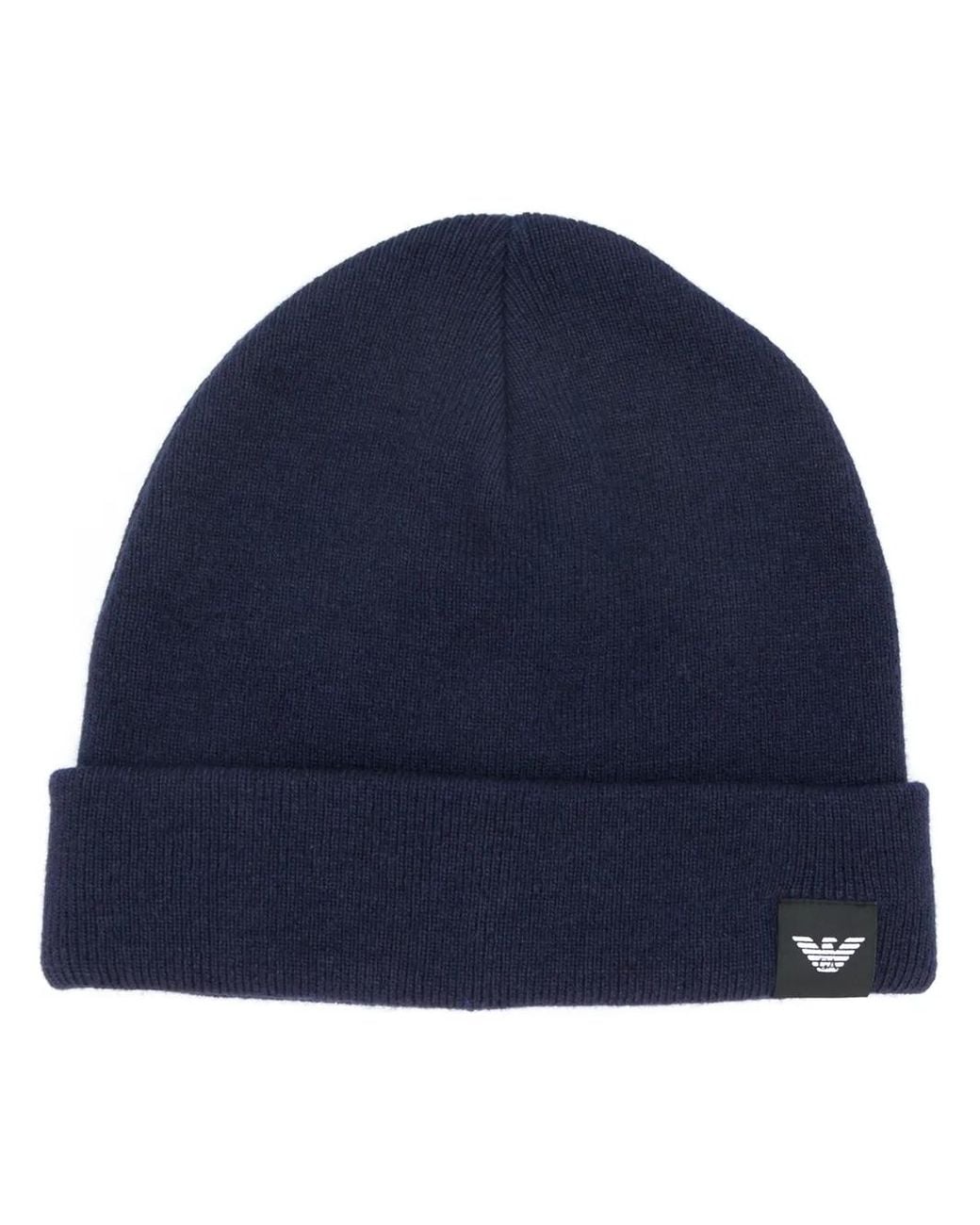 Emporio Armani Blue Beanie Navy Hat for men