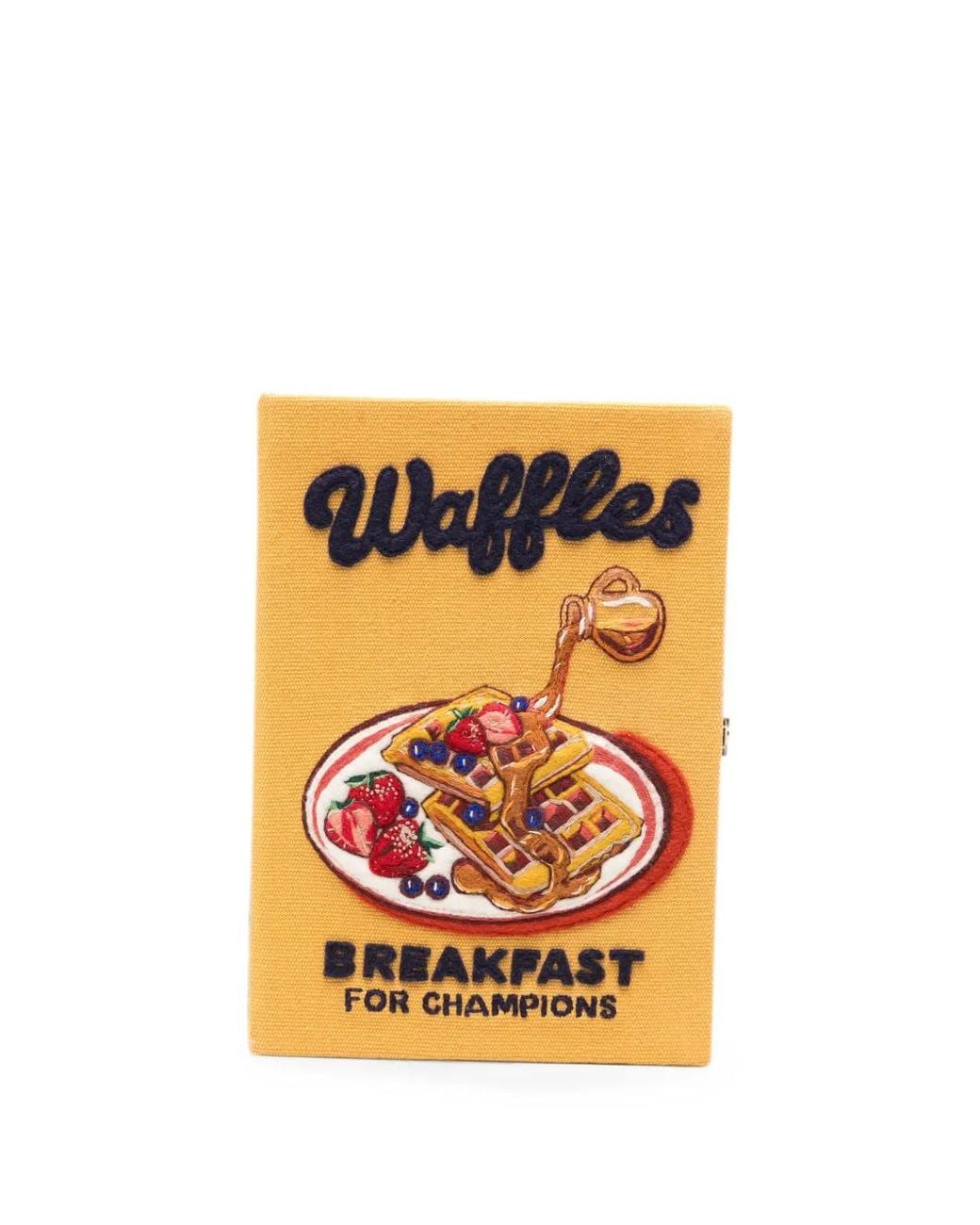 Olympia Le-Tan Orange Pochette Waffles Breakfast For Champions Brodée