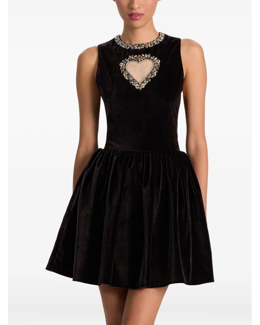 Alice + Olivia Black Ella Velvet Mini Dress