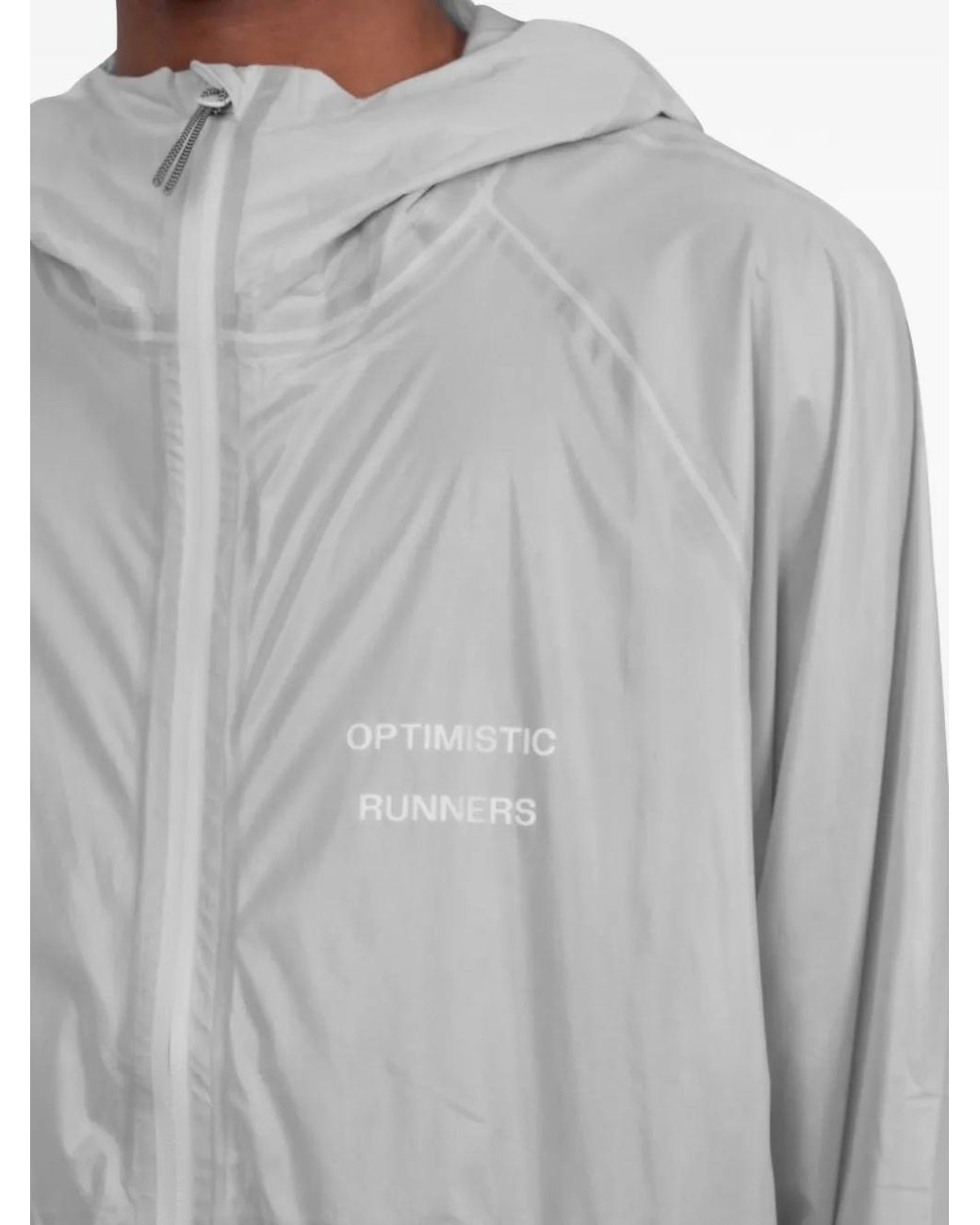 Optimistic Runners Gray Packable Hooded Jacket for men