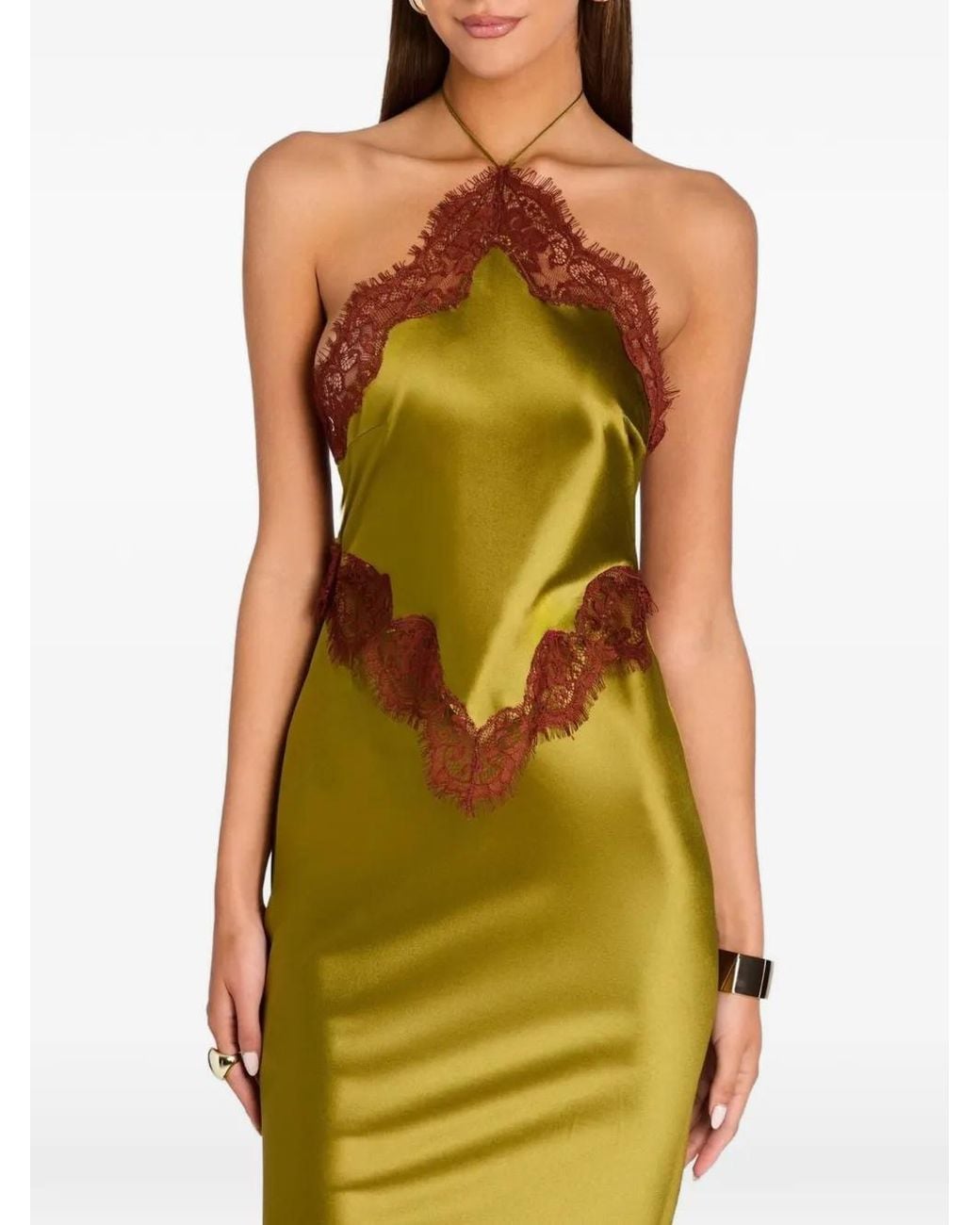 retroféte Green Everly Lace-Trim Dress