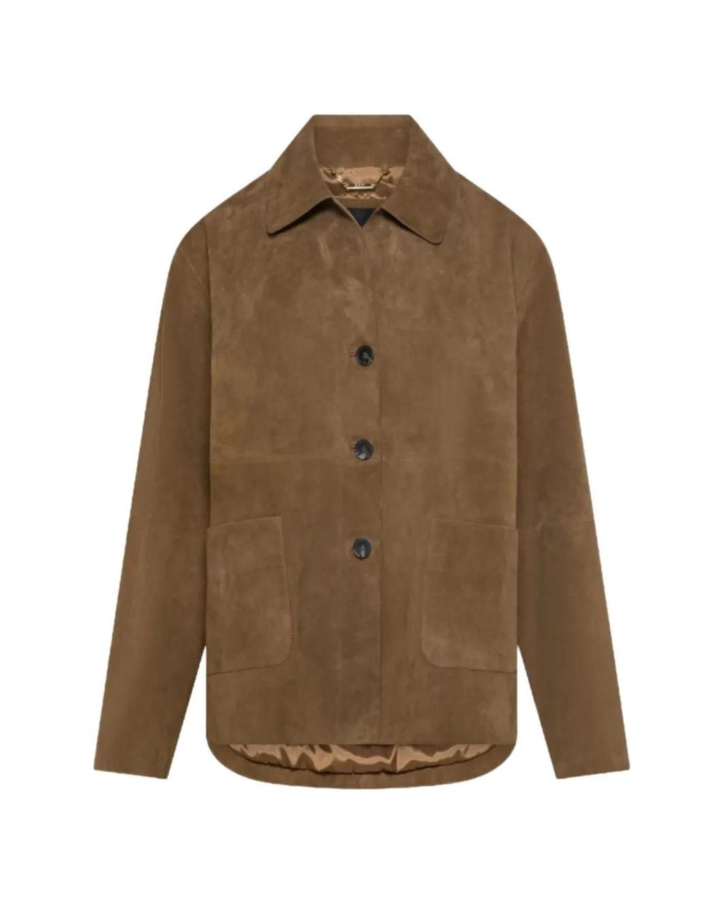 Seventy Brown Suede-Finish Button-Up Jacket