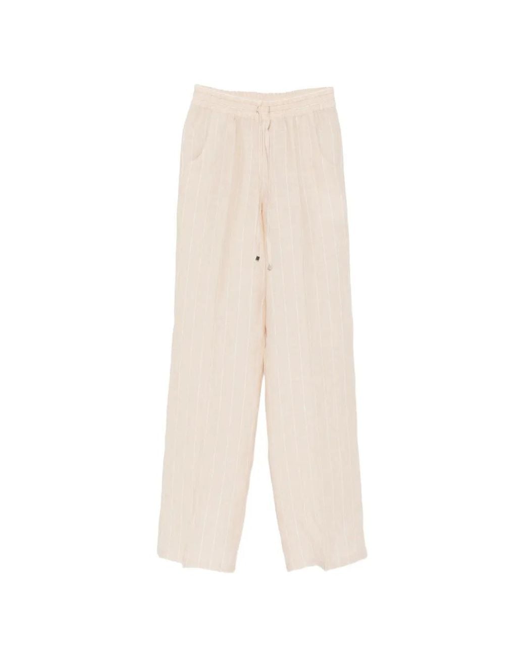 Pantalones A Rayas Con Cordón Kiton de color White