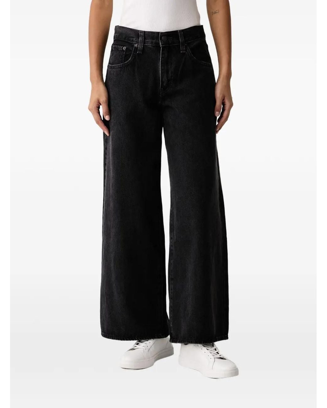 Levi's Black Faded-Effect Wide-Leg Jeans