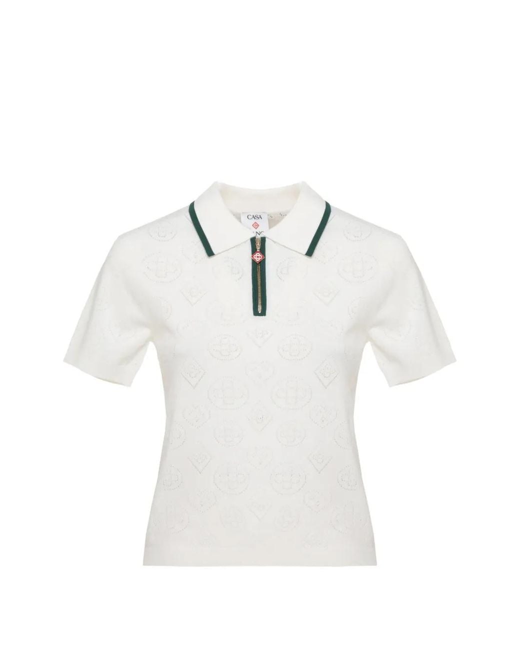 Casablanca White Logo-Pointelle Polo Shirt