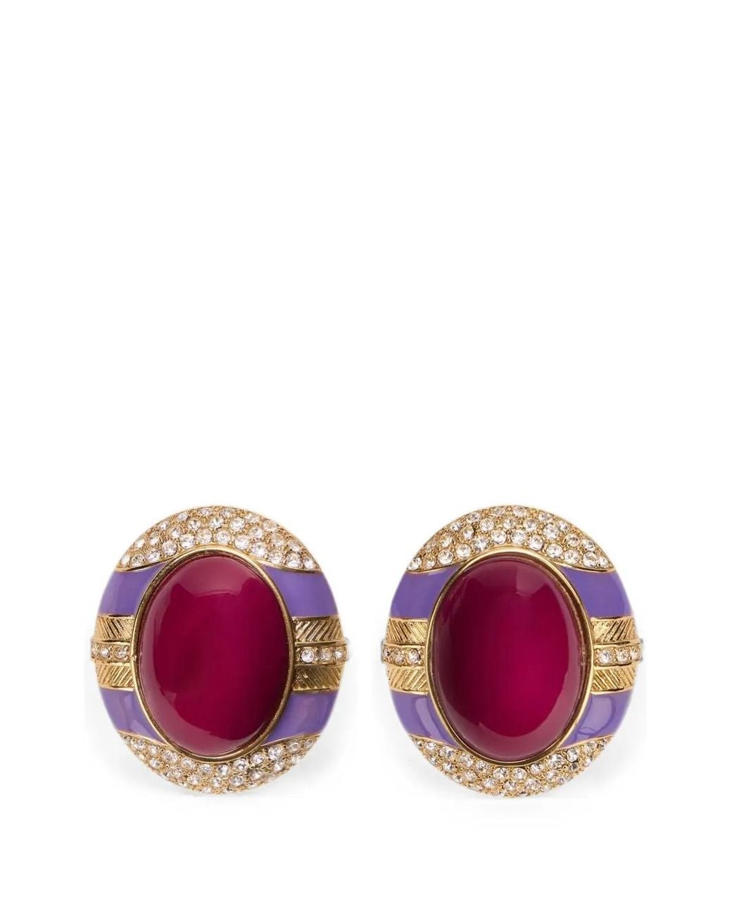 Roberto Cavalli Purple Crystal-Embellished Earrings