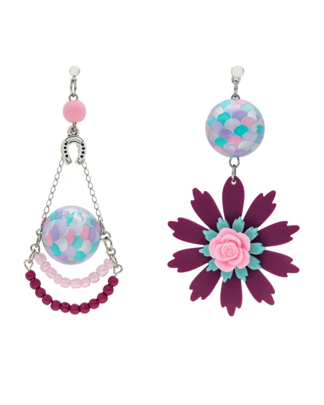 Amir Slama White Flower-Motif Drop Earrings