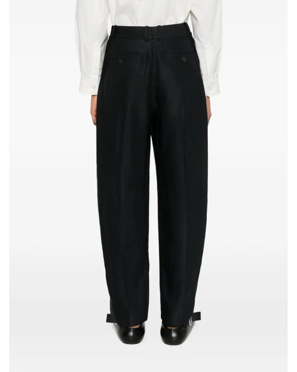 Studio Nicholson Black Pleated Twill-Weave Trousers