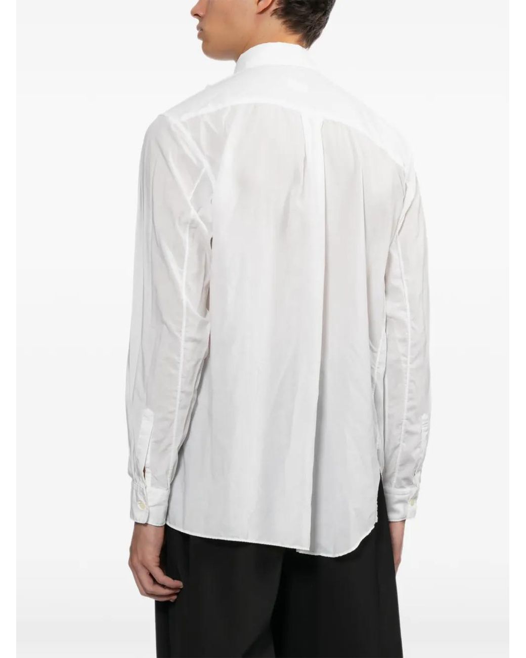 COMME DES GARÇON BLACK White Ruffled Long-Sleeve Blouse