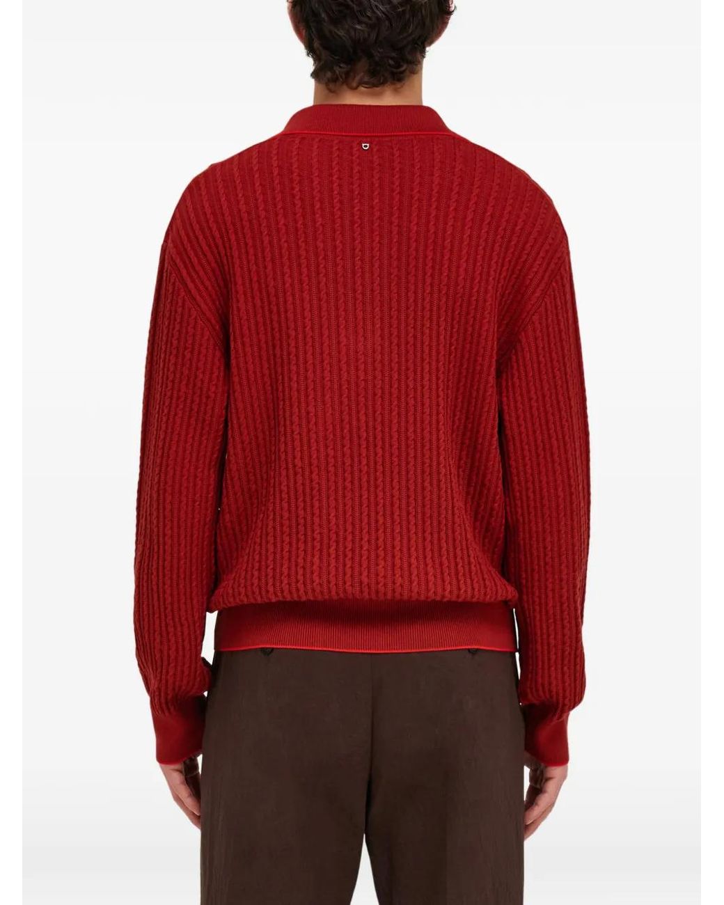 Ferragamo Red Knitted Polo Top for men