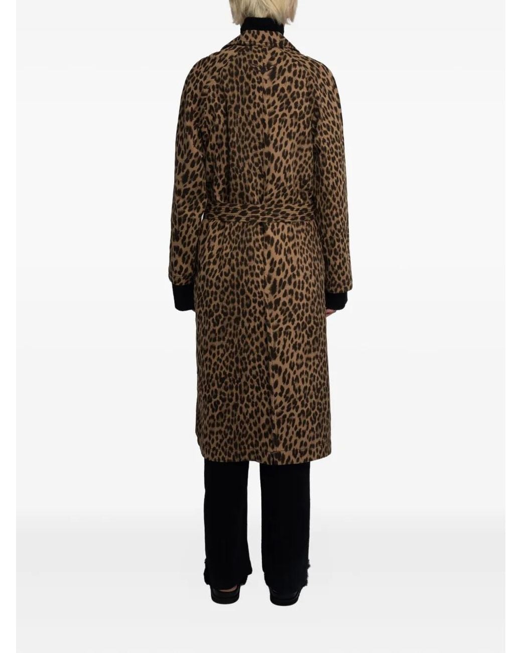Zadig & Voltaire Natural Leopard-Print Belted Coat