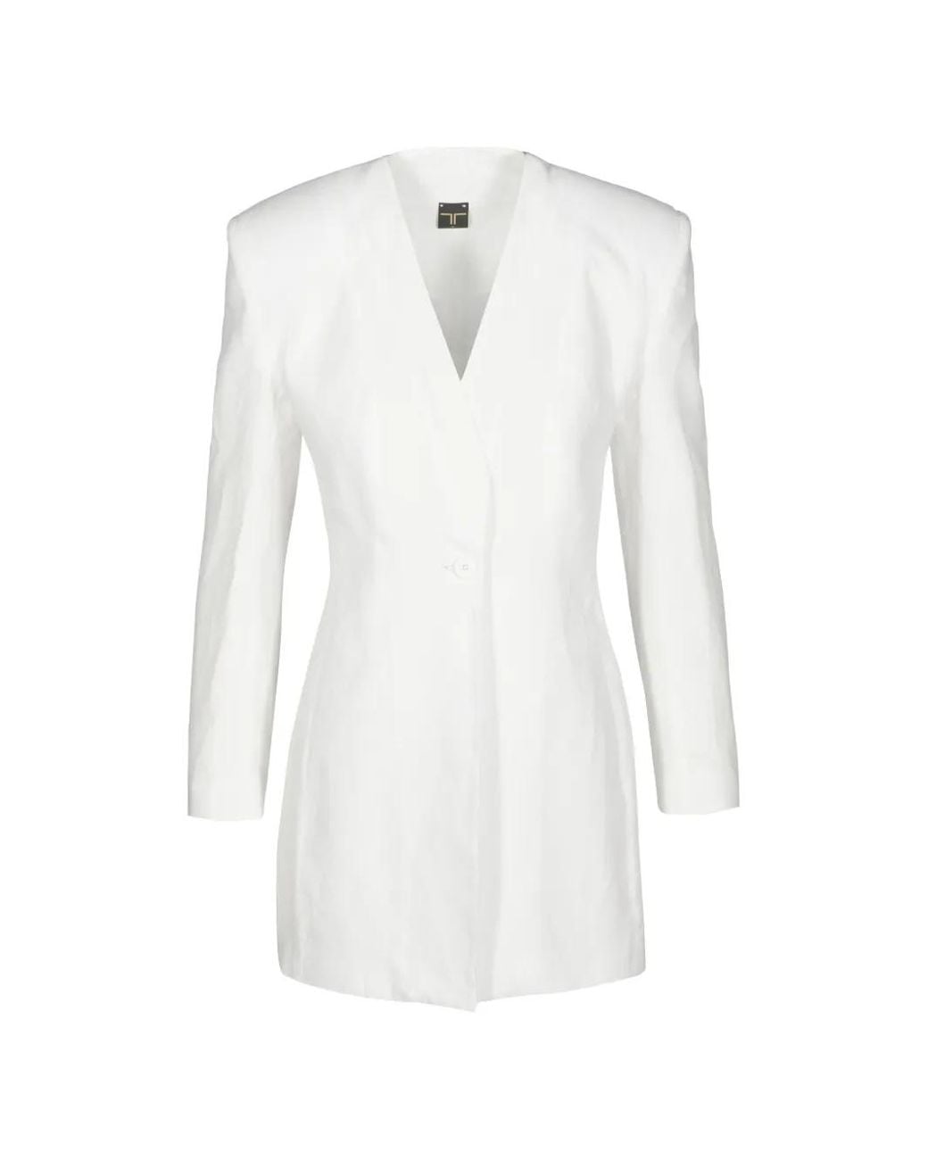 Tessitura Body Couture White Slim-Fit Blazer
