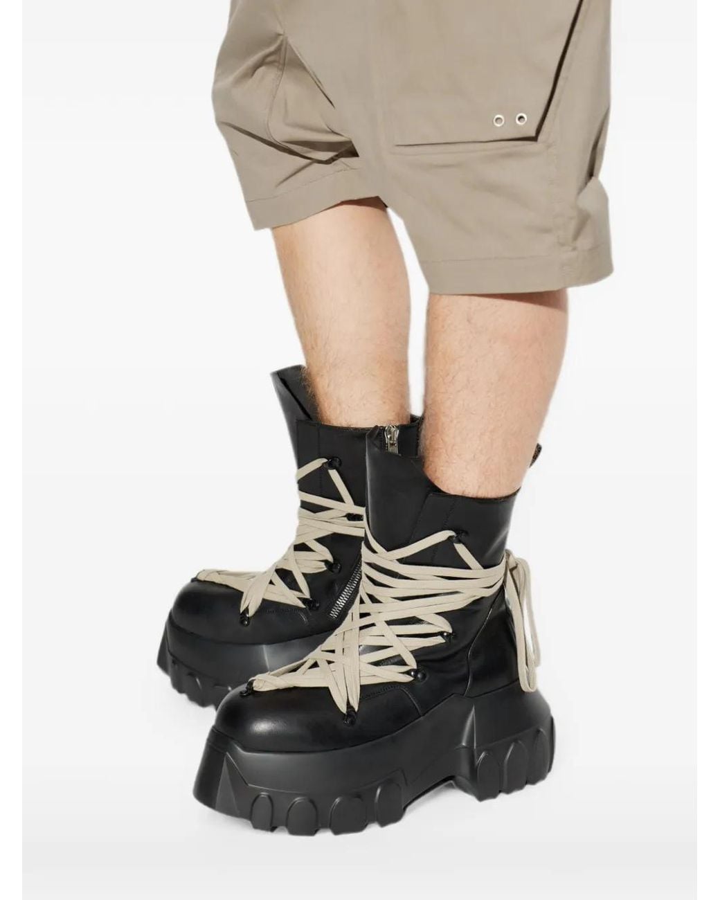 Rick Owens Black Tower Megalace Mega Tractor Boots for men