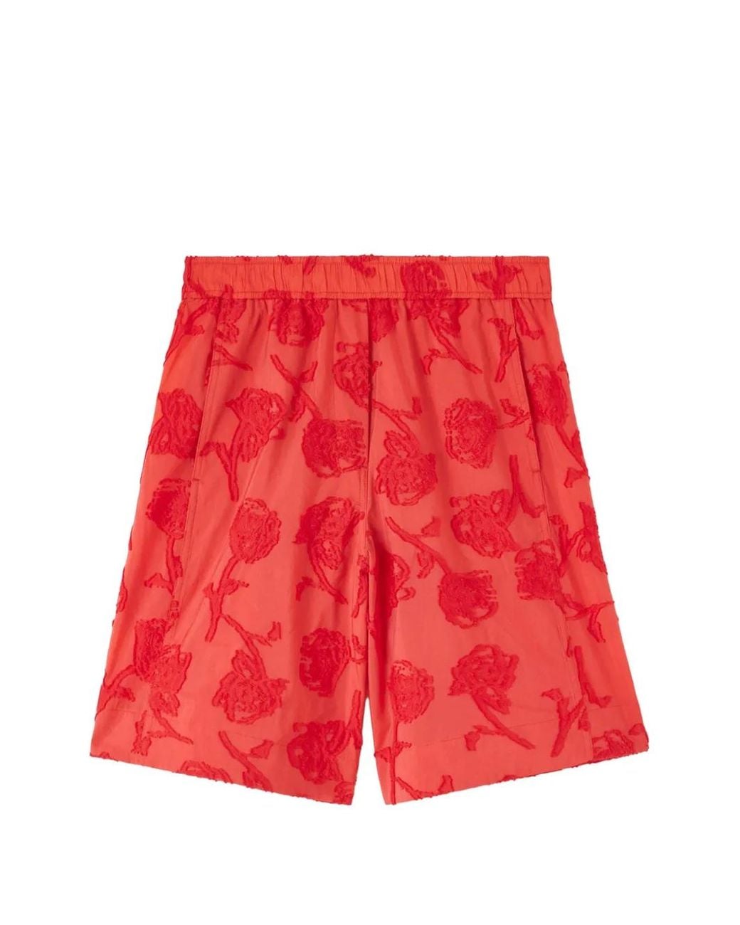 Ganni Red Short En Fil Coupé À Fleurs